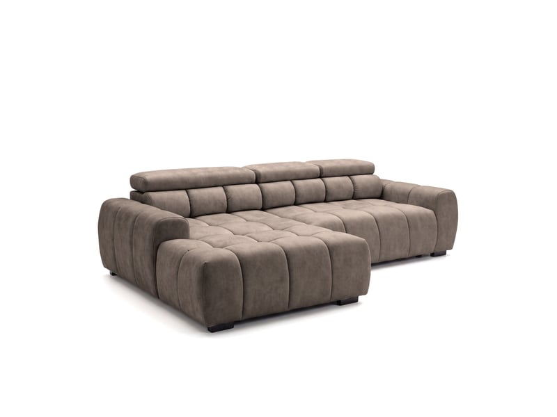  Canapé d'angle aldo avec fonction couchage, gauche, tissu salvador, marron clair (03)  - Conforama E