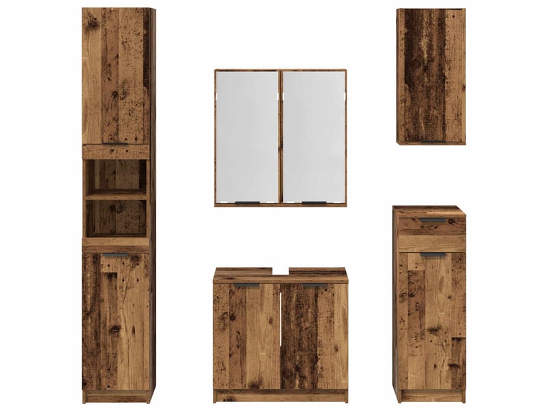  Ensemble de mobilier de salle de bain 5 pc bois ancien cf64562  - Conforama E