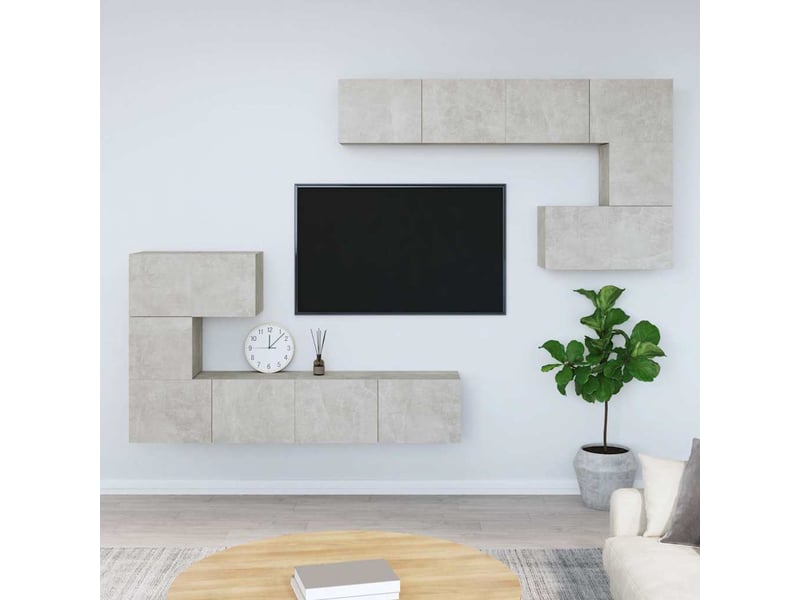  Meuble tv - banc tv - meuble de rangement mural gris béton bois d'ingénierie  - Conforama B