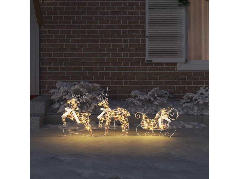 Lot de 3 rennes led, éclairage de noël, décoration de noël 60 led blanc chaud 44 x 18 x 65,5 cm pet cf62079 - Conforama C