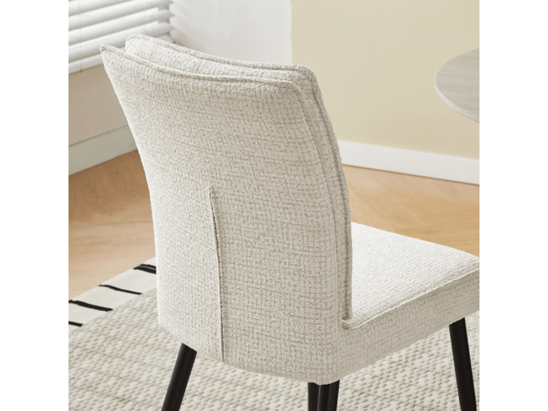  Lot de 2 chaises de salle à manger piètement métal, velours effet pied-de-coq crème pour salon et cuisine  - Conforama E