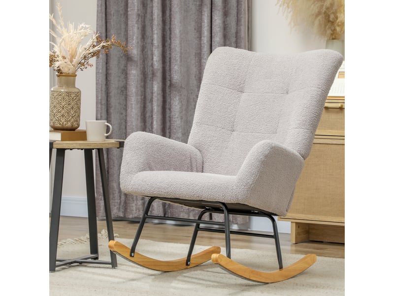  Fauteuil à bascule, housse confortable, rembourrage épais, gris clair  - Conforama D