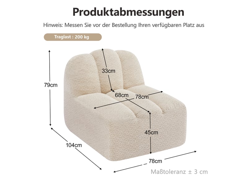  Canapé de salon, canapé pour séjour, beige, sans accoudoirs, mobilier pour espace de vie, pour salon et séjour  - Conforama E