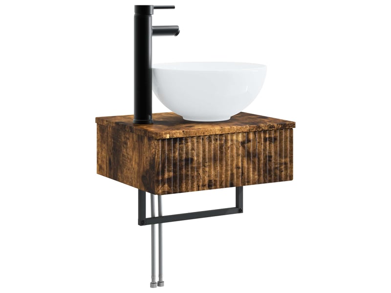 Basin de lavage mural, lavabo chêne fumé 40x35x39 cm  - Conforama A
