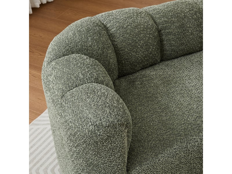  Méridienne fixe 204 cm en tissu chenille vert sauge, dossier ondulé  - Conforama E
