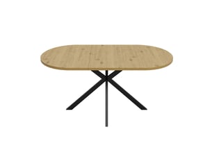 Table à manger 160120 x 80 cm 4 à 6 places table de cuisine plateau ovale extensible pieds en métal style minimaliste coloris bois