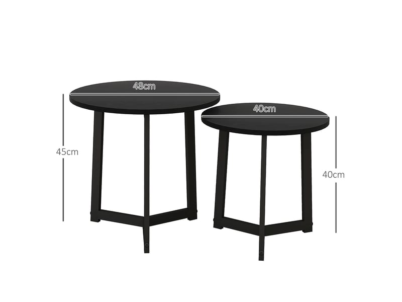  Lot de 2 tables basses rondes gigognes noires evryae  - Conforama E