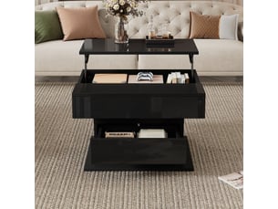 Table basse carré(e) coloris noir LPOSPI - 70 cmx70 cm