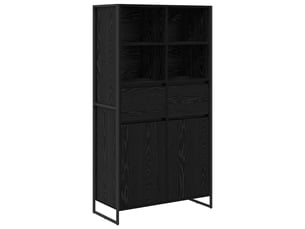 Buffet - bahut - meuble de rangement chêne noir 81 x 36 x 150.5 cm bois d'ingénierie