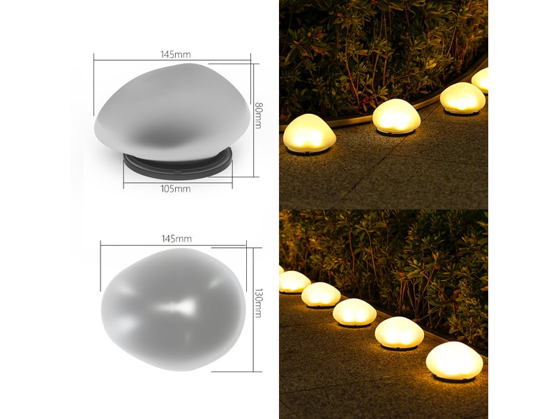  Lot de 2 galets lumineux solaires pour jardin, led étanches – décoration d'allée, pelouse et terrasse- lumière chaude  - Conforama B