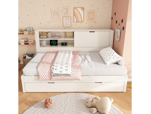 Lit banquette 90x190 cm <strong>HAVRYA</strong>  <strong></strong> coloris blanc