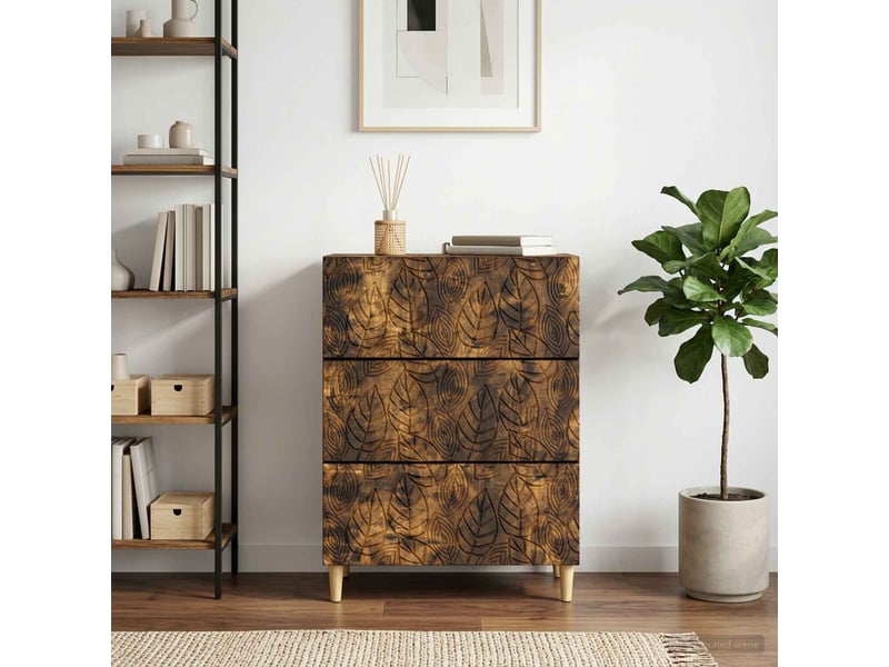  Armoire de rangement bureau, armoire à tiroirs chêne fumé 66 x 34,5 x 90 cm shl4296  - Conforama B