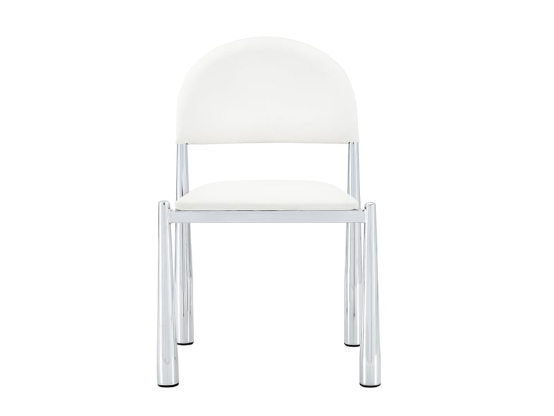 Chaises de salle à manger par 2, simili blanc, pieds métal, dossier arrondi, h80 cm - Conforama A