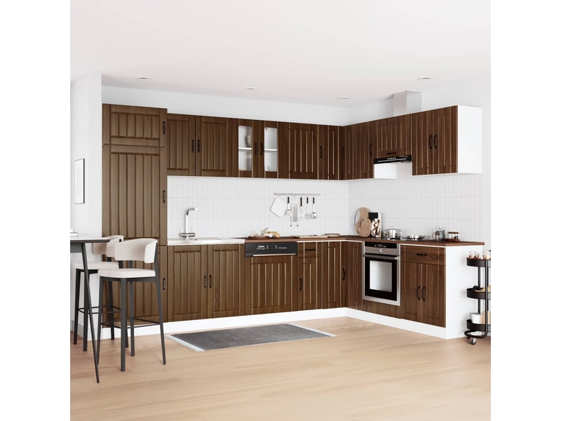  Meuble sous évier 2 pcs chêne brun bois d'ingénierie  - Conforama B
