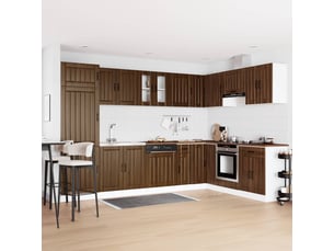 Meuble sous évier 2 pcs chêne brun bois d'ingénierie