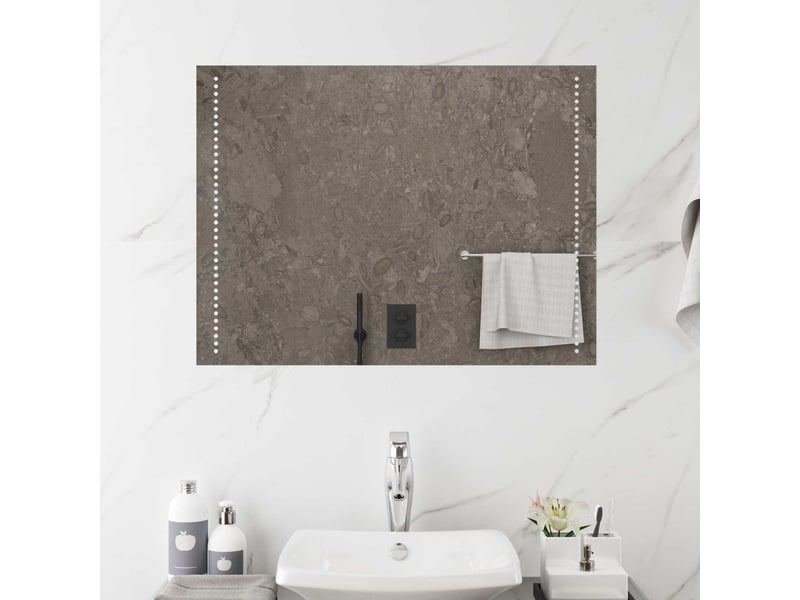 Miroir de salle de bain, miroir de toilette led transparent 80 x 60 cm verre trempé cf62621 - Conforama B