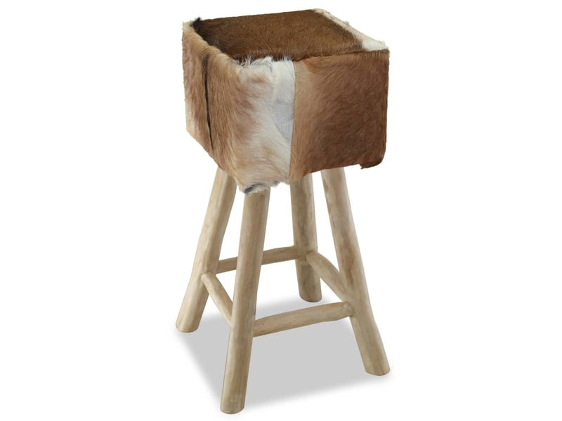  Tabouret de bar, chaise de bar cuir de chèvre et bois de teck solide shl5284  - Conforama C