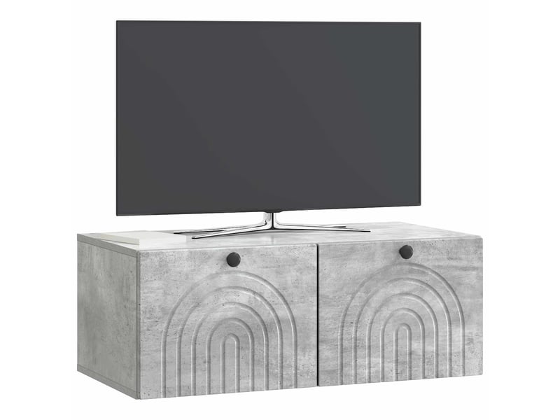  Meuble tv - banc tv - meuble de rangement mural gris béton 78,5 x 41 x 30 cm bois d'ingénierie  - Conforama C