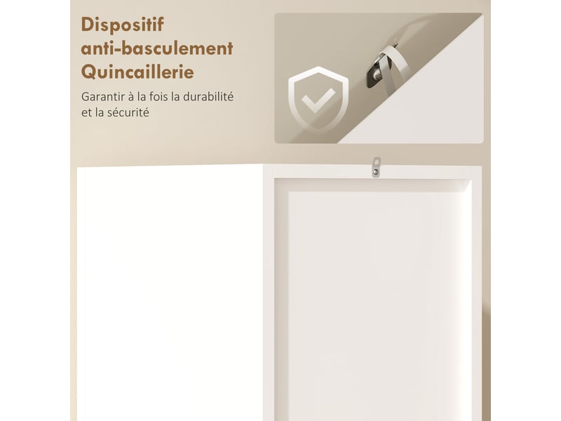  Meuble colonne salle de bain étroit, 2 portes, compartiments ouverts, 30 x 34,6 x 180,5 cm, étagères réglables, blanc  - Conforama R