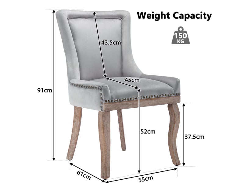  Chaises de salle à manger en velours gris, lot de 2 evryae  - Conforama E
