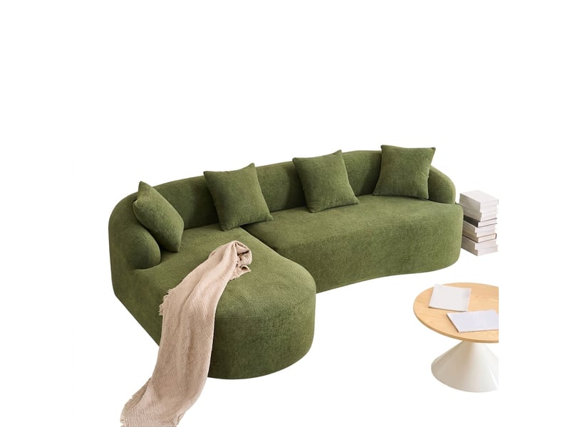  Canapé d'angle modulable avec méridienne gauche canapé en l chenille sans montage design courbé  - Conforama A
