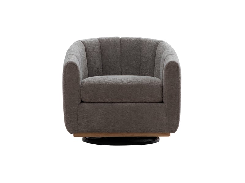  Fauteuil pivotant 360° en chenille gris avec base en métal  - Conforama A