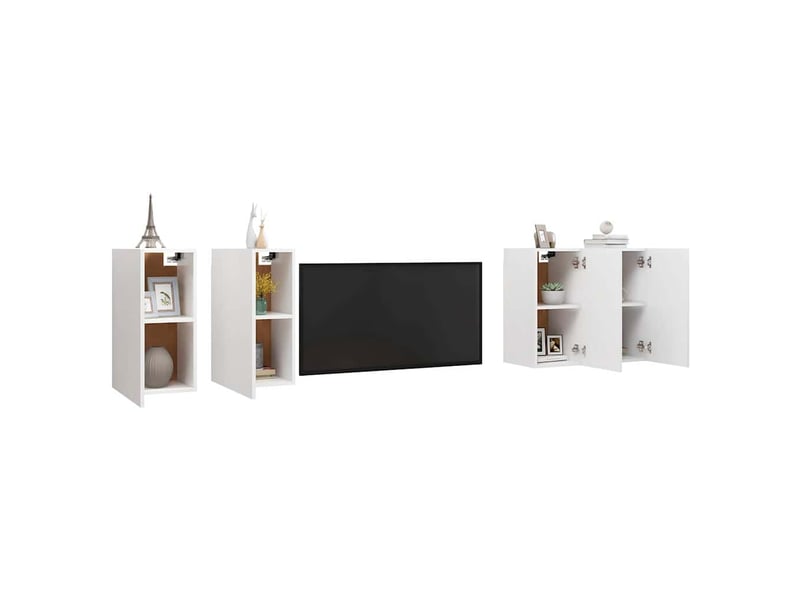  Lot de 4 meuble tv bas salon blanc 30,5x30x60 cm bois d'ingénierie  - Conforama C