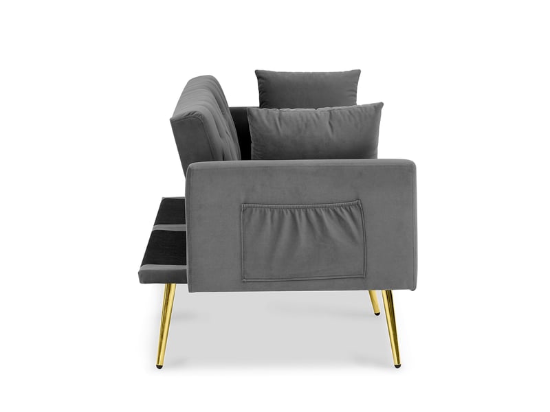  Canapé 2 places, canapé de salon, en velours, gris, dossier réglable 3 positions, 2 coussins inclus, design moderne, pieds en métal  - Conforama B