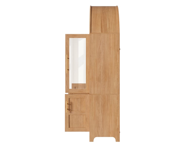  Buffet haut naturel avec niche en arc, 3 portes vitrées, 3 portes pleines, étagères réglables, poignées en aluminium  - Conforama D
