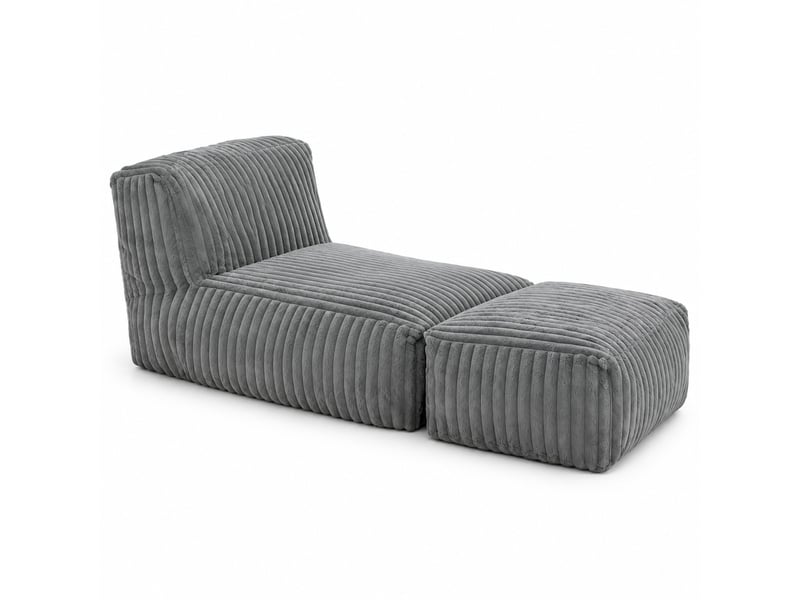  Chaise longue de sol modenvie modulable convertible 160 x 80 x 66 cm en flanelle gris clair  - Conforama A