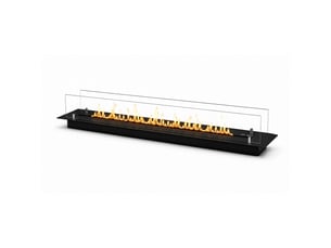 Brûleur de cheminée bioéthanol encastrable topline - 3 litres, 120 x 21 x 25 cm, édition noire en acier