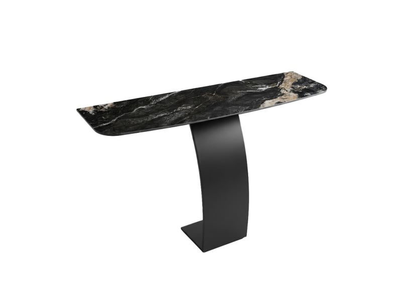  Console design l. 140 cm en céramique noir marbré pied noir – verdi  - Conforama A