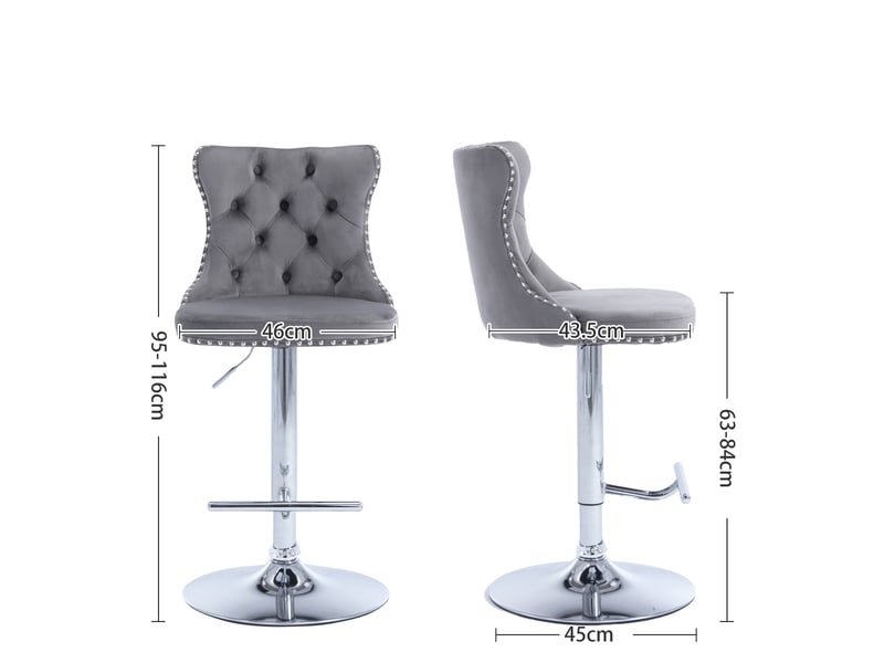Tabouret de bar pivotant velours réglable en hauteur 63 84 cm piétement chromé avec dossier noir lot de 2 - Conforama C