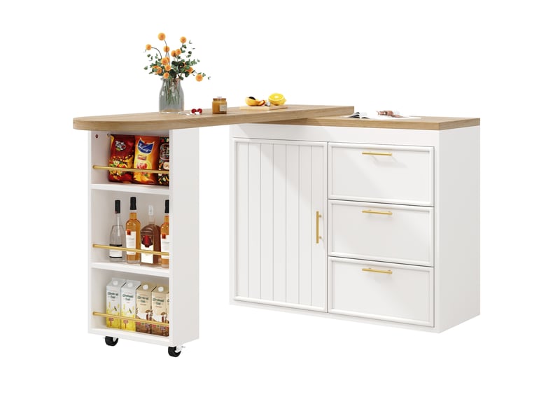  Table de bar 128-203x39x90 cm pivotante mdf blanche  - Conforama A