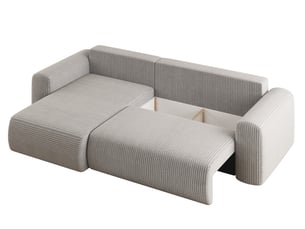 Canapé d'angle universel avec fonction couchage, pour salon, capri l, miel