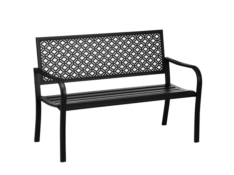 Banc de jardin,127x63x83 cm,2 places avec dossier et accoudoirs,acier,noir - Conforama A