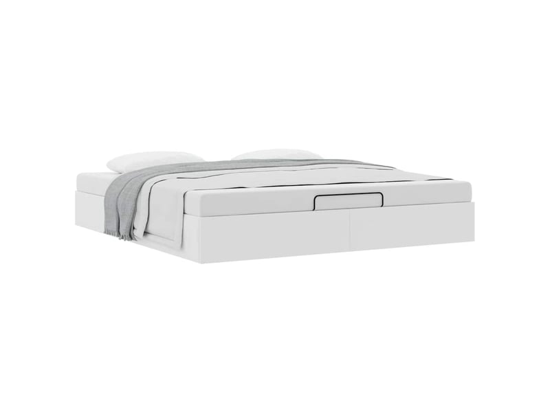 Lit adulte, lit double, cadre de lit ottoman sans matelas blanc 200x200cm similicuir cf10343 - Conforama E