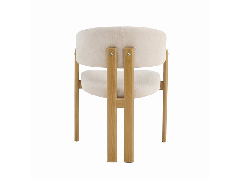  Fauteuil de salle à manger lot de 6 pièces structure en métal aspect bois confort d'assise revêtement en lin coloris bois naturel tissu respirant  - Conforama D