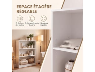 Bibliotheque coloris  blanc 3 étagère(s) <strong>VASAGLE</strong> <strong></strong> - 80 cm x 93 cm
