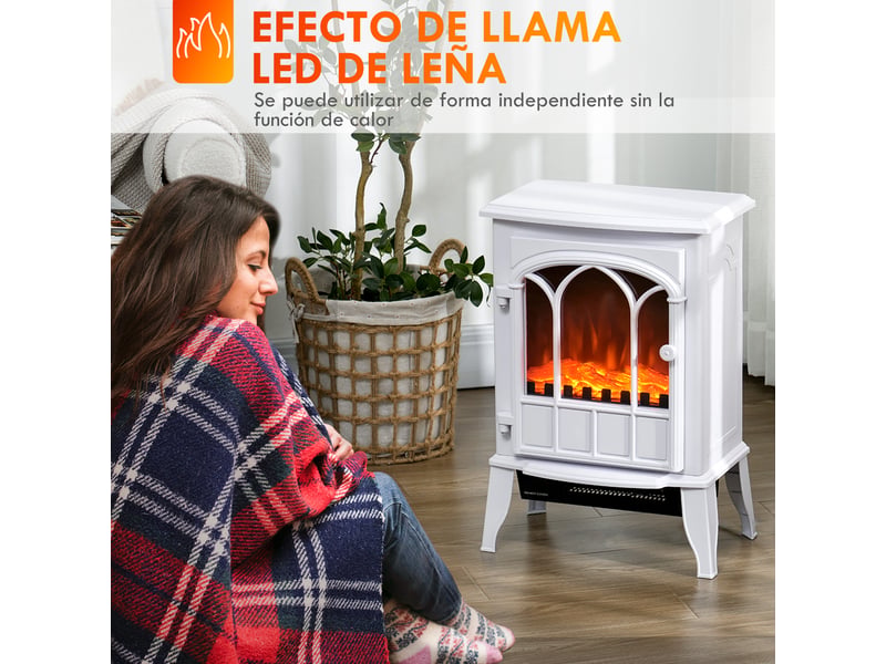  Cheminée électrique blanche sur pied, 10002000 w, flamme led réglable  - Conforama R