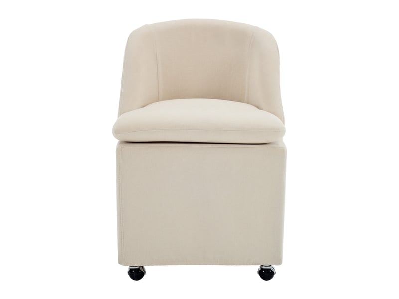  Chaises de salle à manger chenille 058 beige lot de 2 avec roulettes et housse amovible  - Conforama A