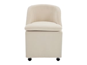 Chaises de salle à manger chenille 058 beige lot de 2 avec roulettes et housse amovible