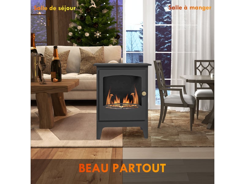 Cheminée à l'éthanol sur pieds style contemporain avec réservoir 1,2lenviron couverture 25 m² noir 39 x 26 x 54 cm - Conforama R