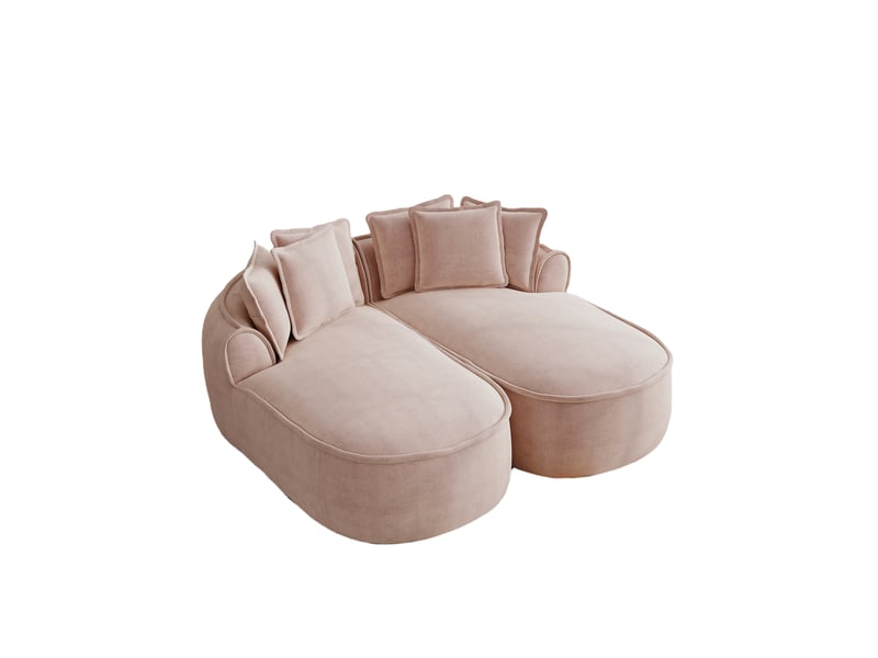  Canapé de salon, canapé cloud, en chenille, rose, style cloud, coussins inclus, sans cadre, avec méridienne, sans montage  - Conforama B