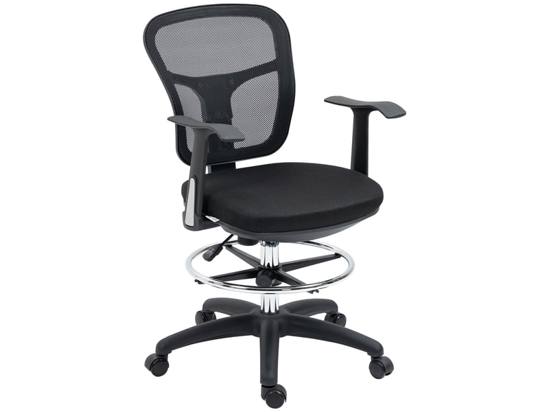  Chaise de bureau, chaise d'ordinateur, avec repose-pieds, réglable en hauteur, 59 x 59 x 115 cm, noire  - Conforama B