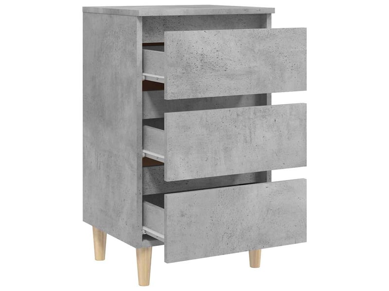  Lot de 2 tables de chevet - cabinet de chevet - table de nuit avec pieds en bois gris béton 40x35x69cm  - Conforama E