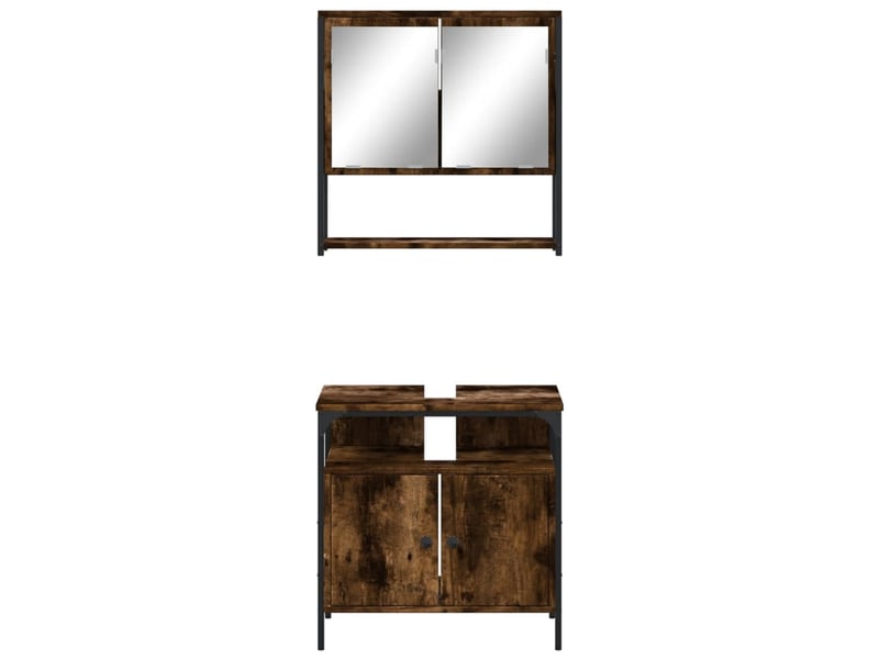  Ensemble de meubles de salle de bain 2 pcs chêne fumé cf63576  - Conforama D