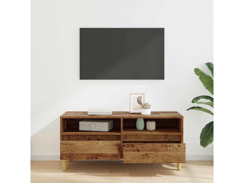  Meuble tv - banc tv - meuble de rangement 100 x 34,5 x 44,5 cm bois ancien bois d'ingénierie  - Conforama D