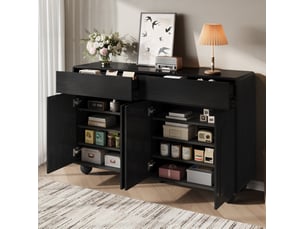 Buffet 4 porte(s)  2 tiroir(s) <strong></strong> <strong></strong> - 140 cm coloris noir 