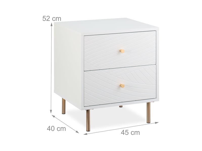  Table de nuit moderne avec 2 tiroirs pratiques 52 x 45 x 40 cm en mdf blanc 13_0015838  - Conforama A